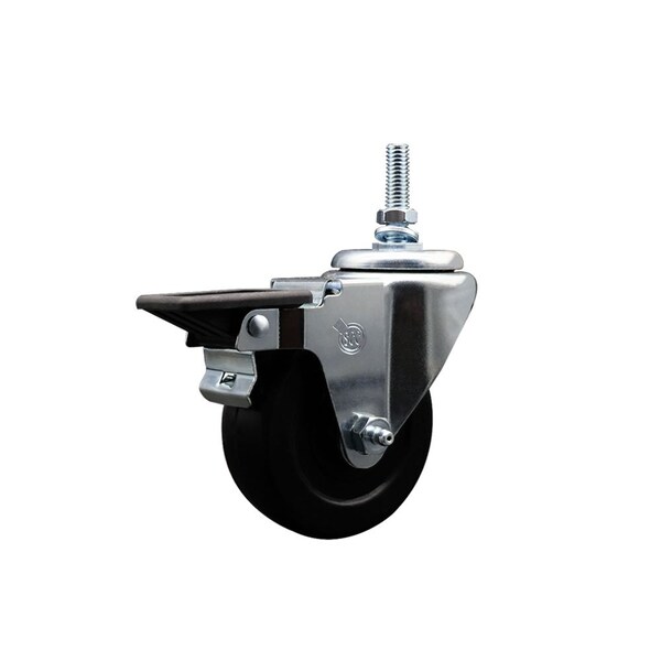 35 Inch Hard Rubber 12 MM Threaded Stem Caster with Brake